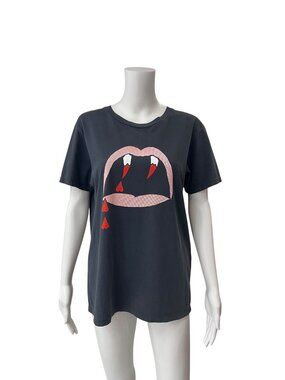 Saint Laurent 2015 Black Cotton Blood Luster Hedi Slimane T-Shirt size Small